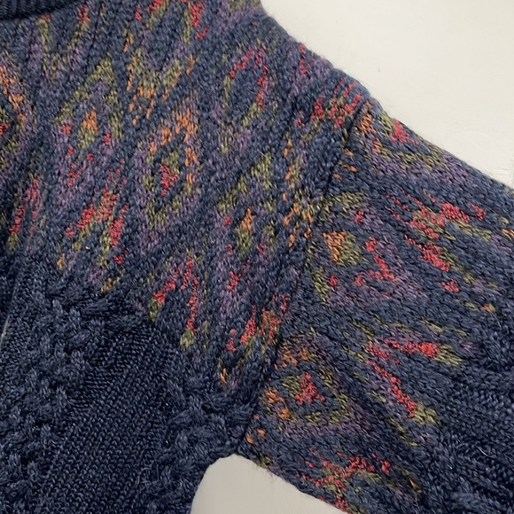 Harrods Vintage Wool Cashmere Alpaca Blend Navy Blue Braided size Large - Picture 3 of 11